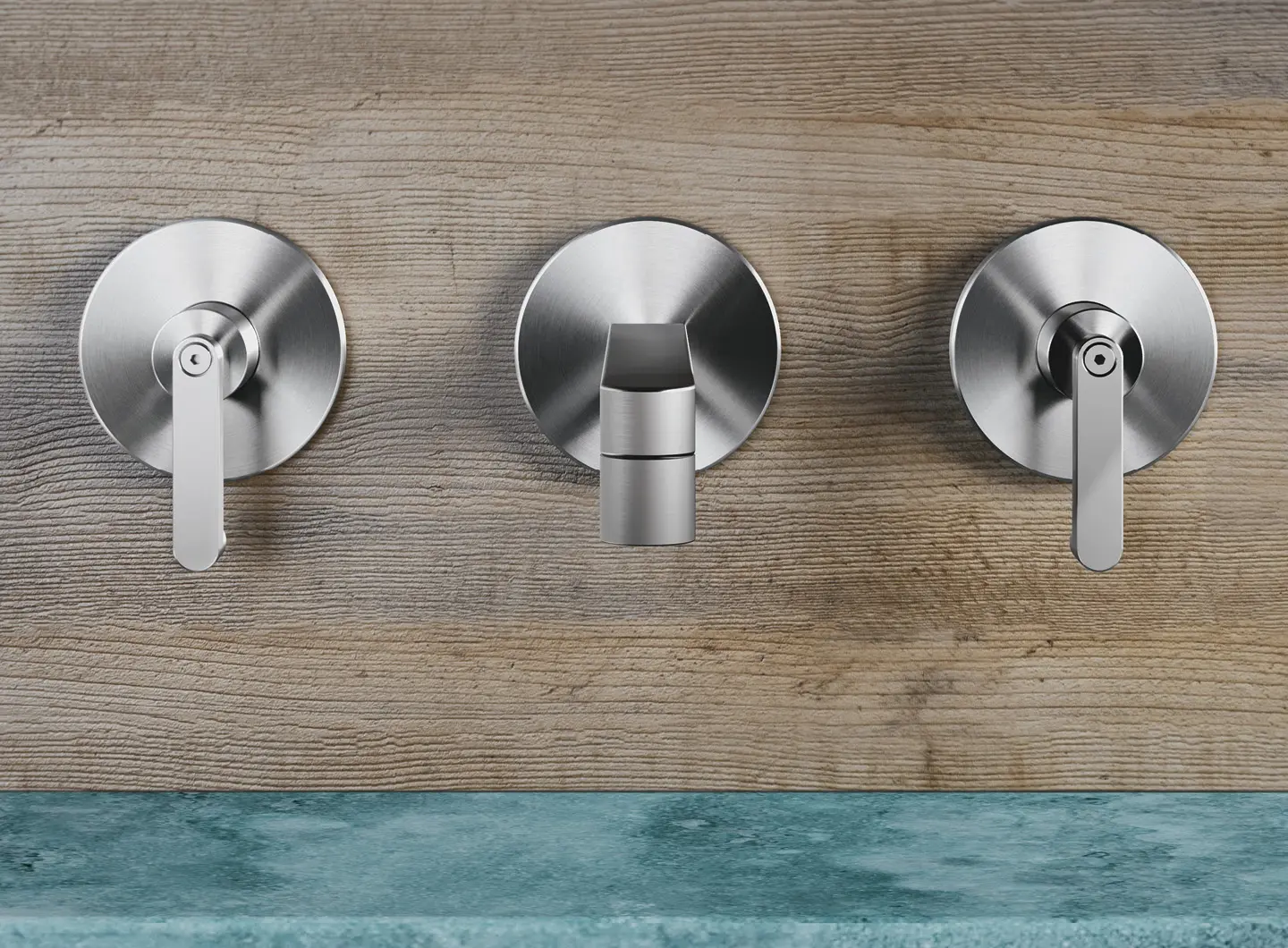 Set per lavabo a muro 3 fori, inox spazzolato - KIR28