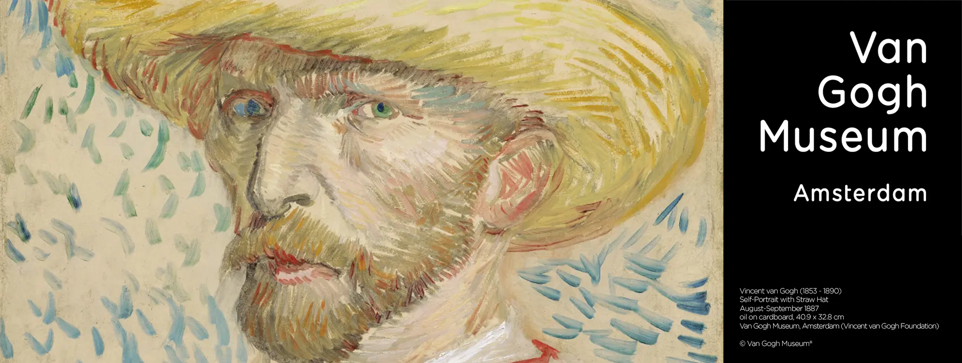 Vincent van Gogh (1853 - 1890), Self-Portrait with Straw Hat, August-September 1887, oil on cardboard, 40.9 x 32.8 cm, Van Gogh Museum, Amsterdam (Vincent van Gogh Foundation), © Van Gogh Museum®