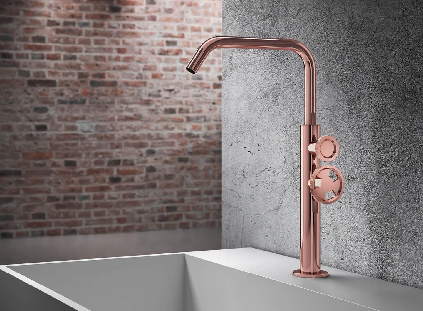 Miscelatore lavabo rialzato, PVD roseè lucido – TIB3