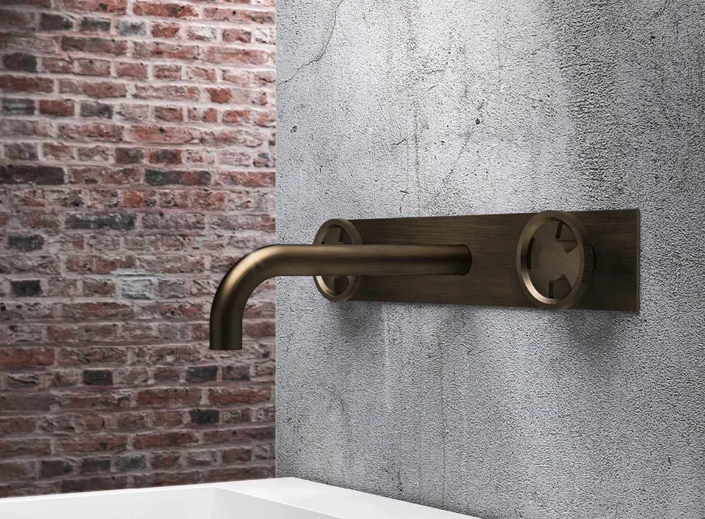 Set rubinetto lavabo a muro 3 fori con canna L=190 mm, dark brass – TIB57