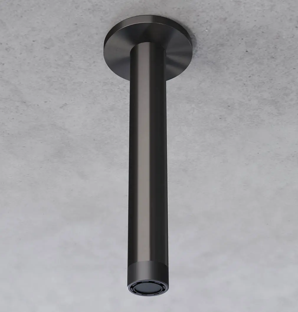 Soffione a soffitto Bud con getto laminare splash-free, carbon spazzolato PVD - SSN2