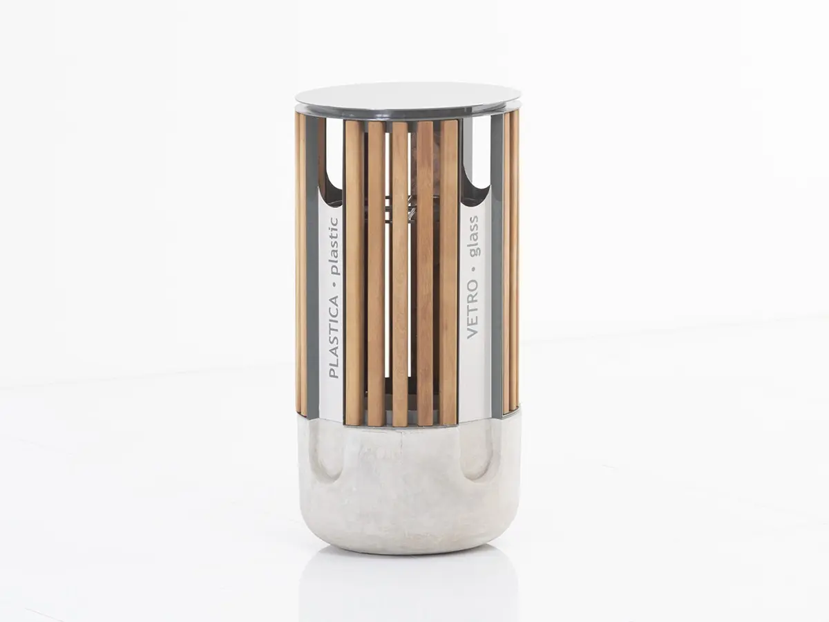 BOWL cestino senza posacenere con listelli in legno
