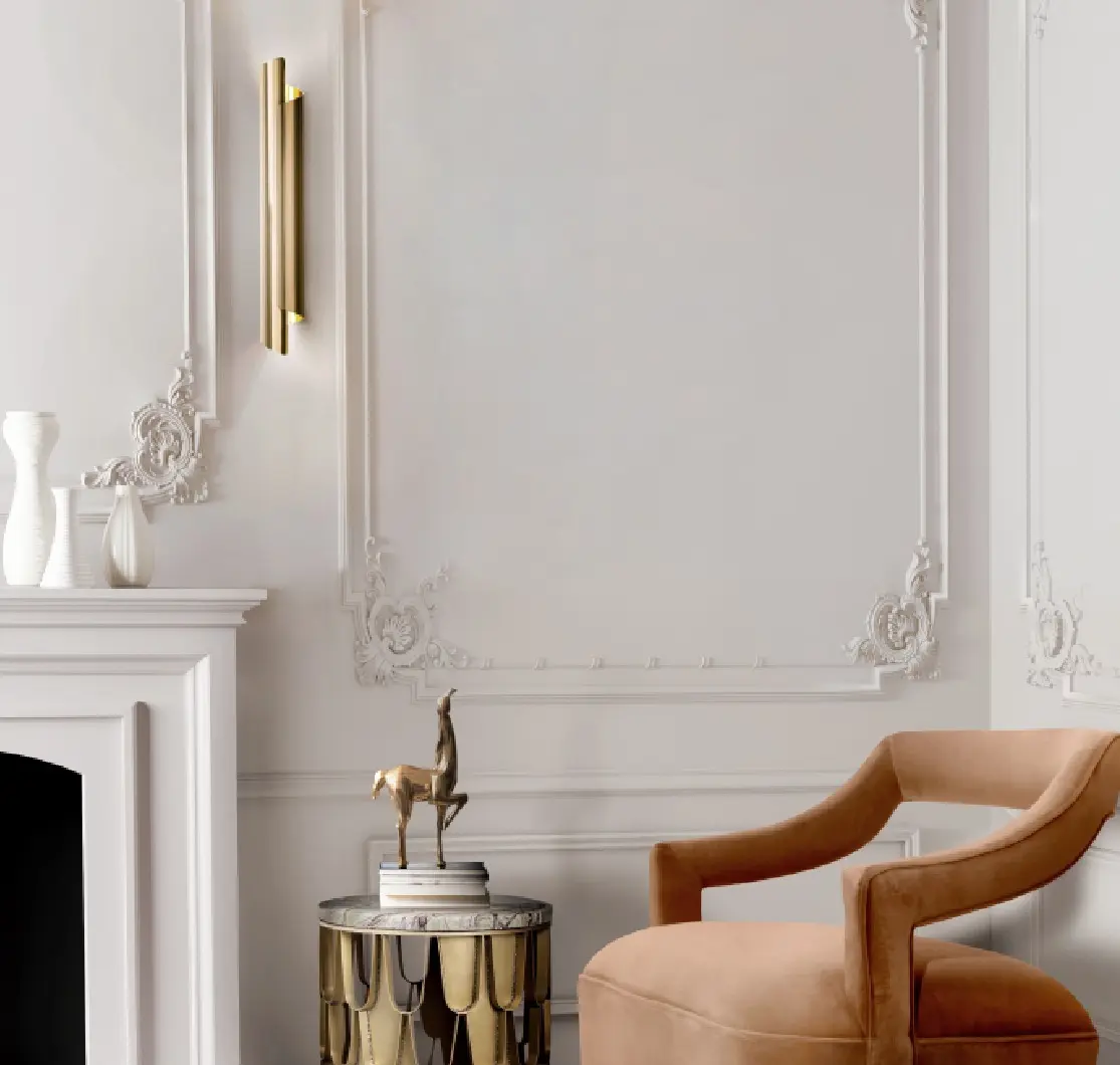 Design moderno per un angolo lettura con tonalità arancioni.