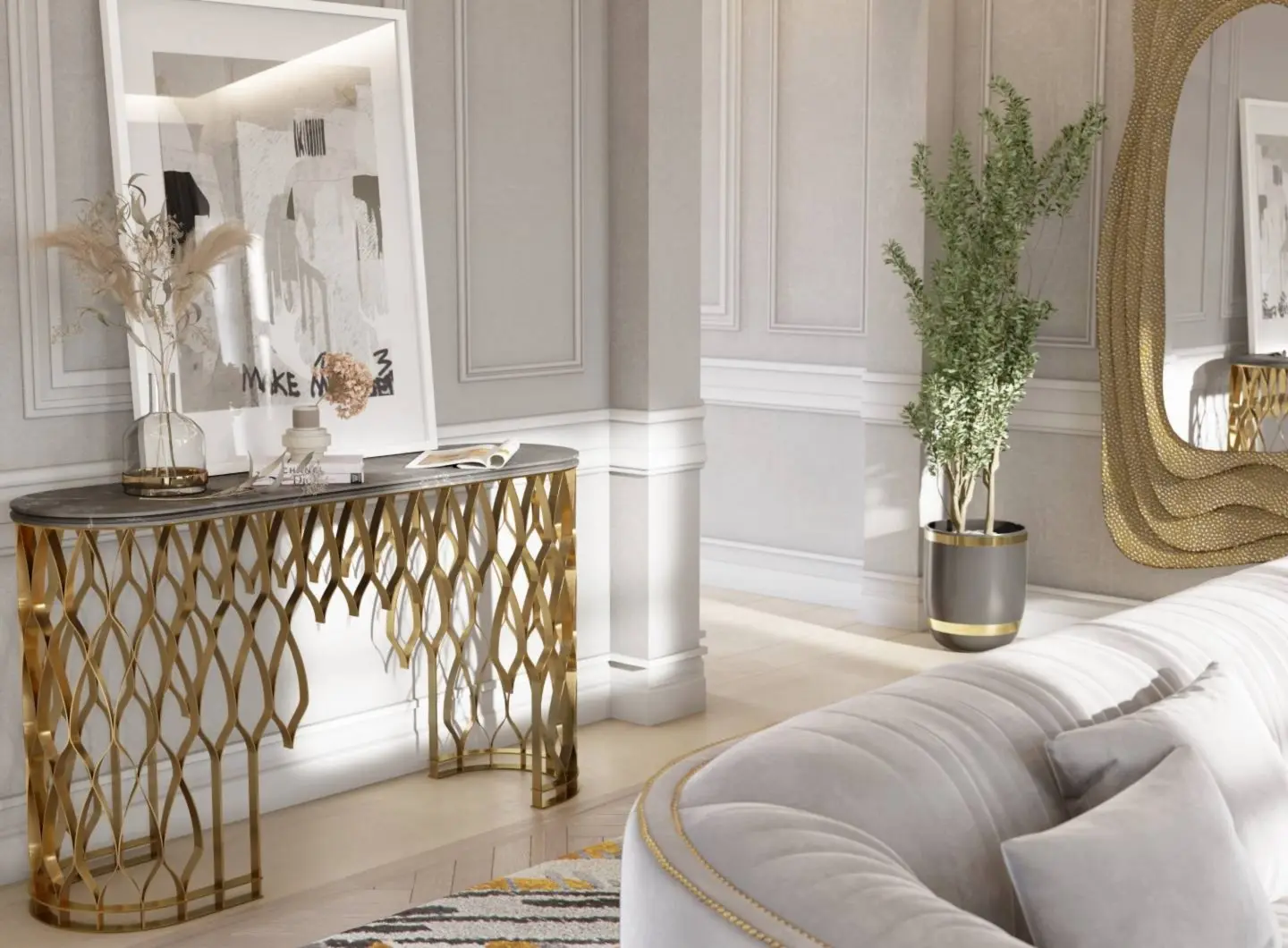 Soggiorno moderno con console MECCA