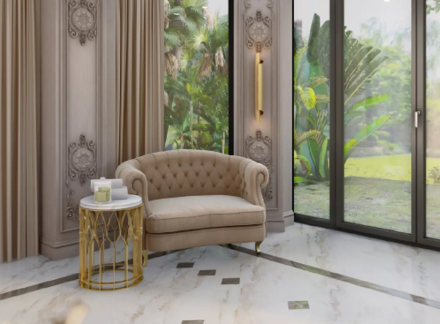 Luxurious interior with the Mecca side table 