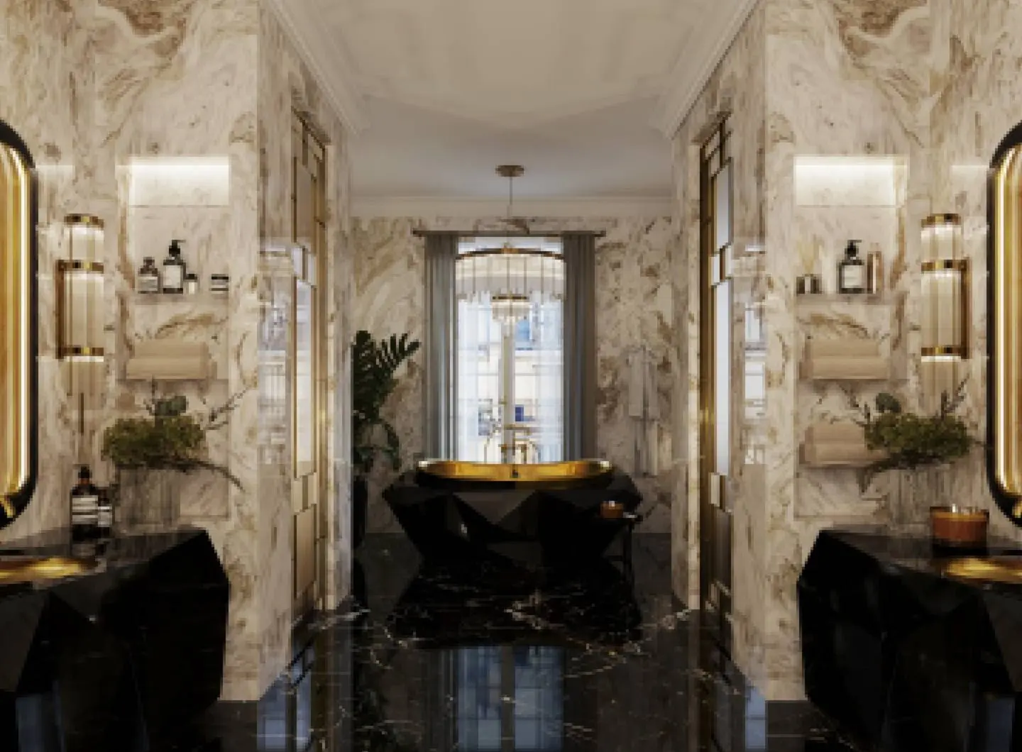 BAGNO PADRONALE DELUXE CON VASCA A DIAMANTE IL CENTRO