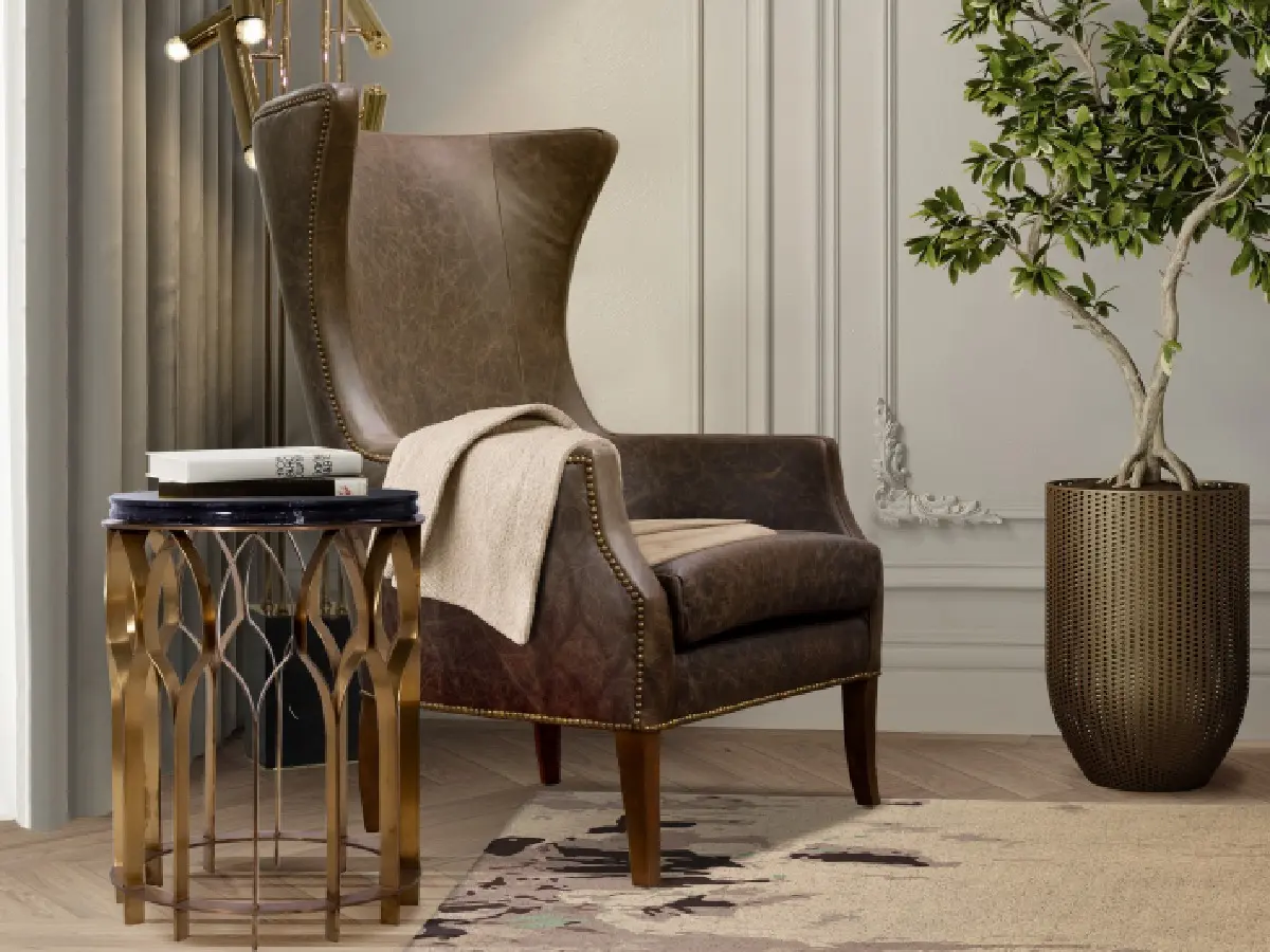 Modern reading corner in brown