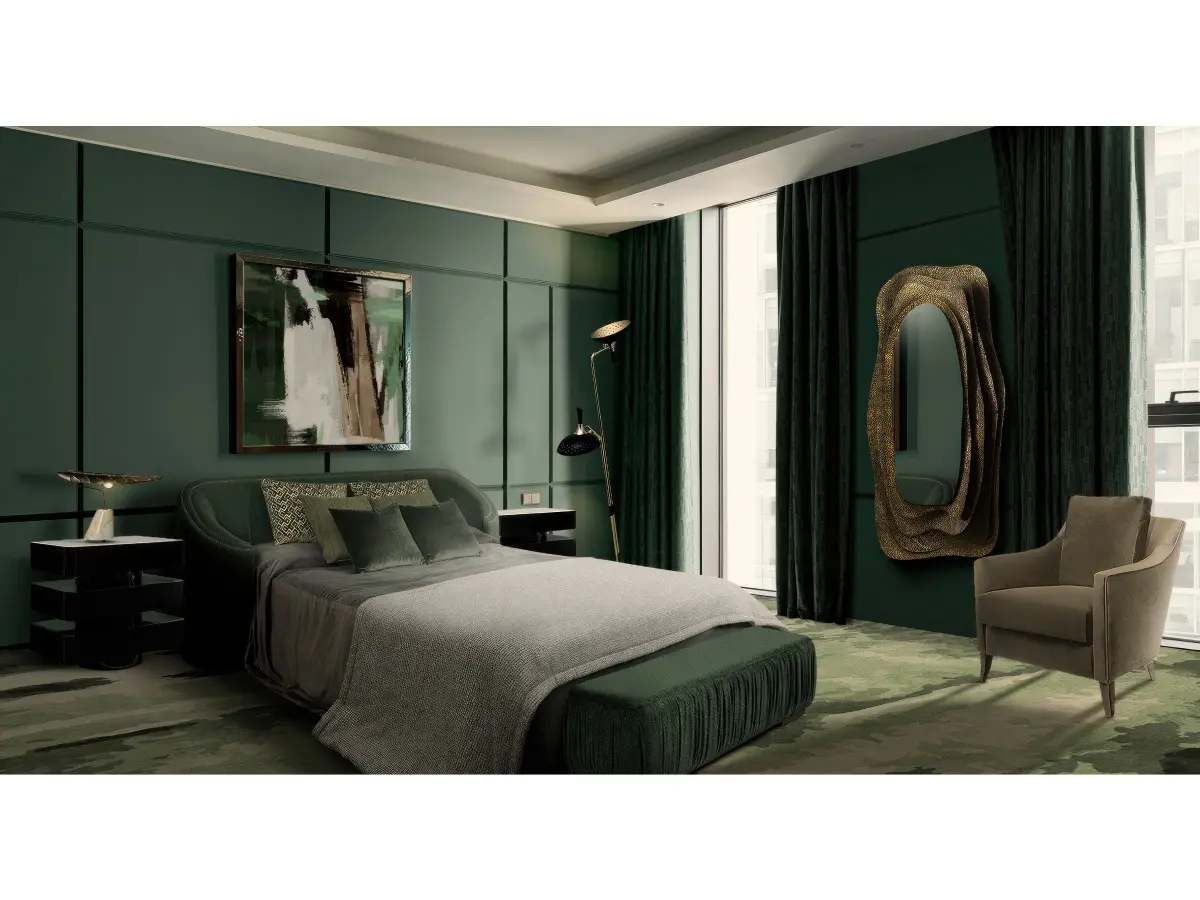 Serenità raffinata: Una camera da letto moderna con l'eleganza senza tempo dello specchio KUMI I