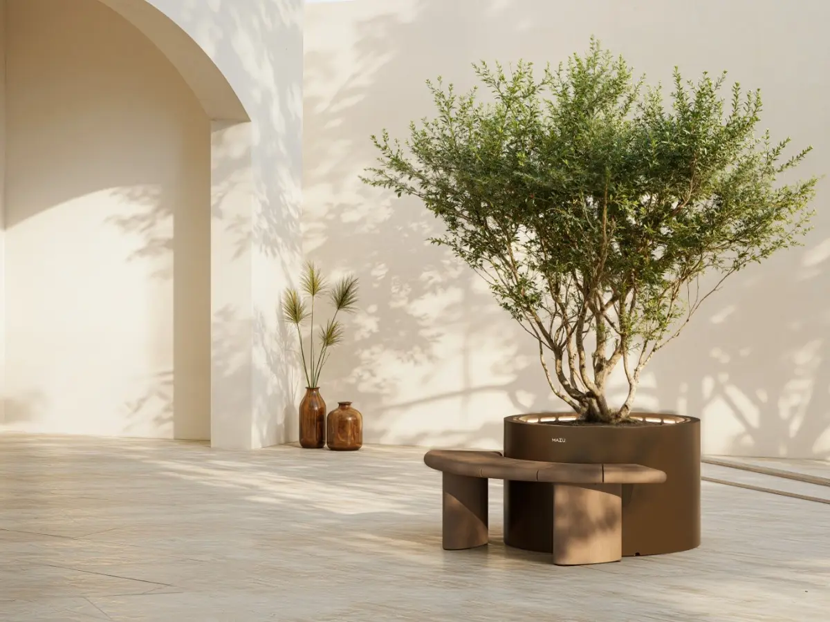Fioriere architettoniche di alta gamma abbinate a un design di sedute distintivo