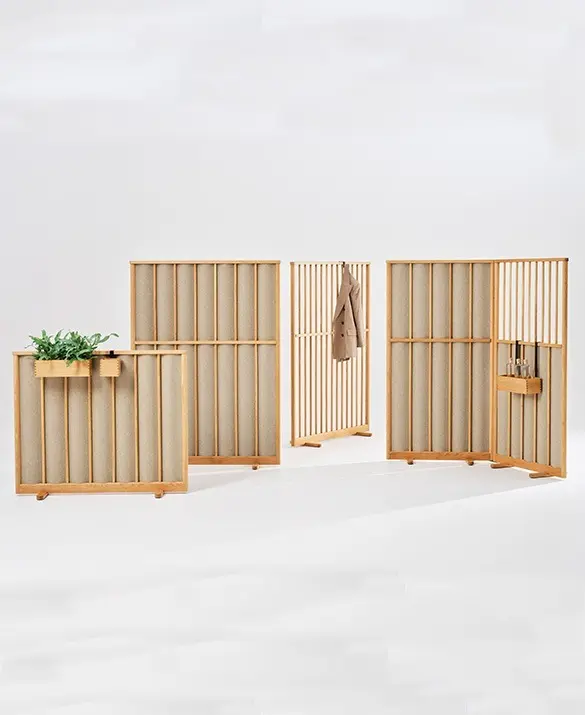 Ondule Screen room divider frame of solid oak or ash and felt 