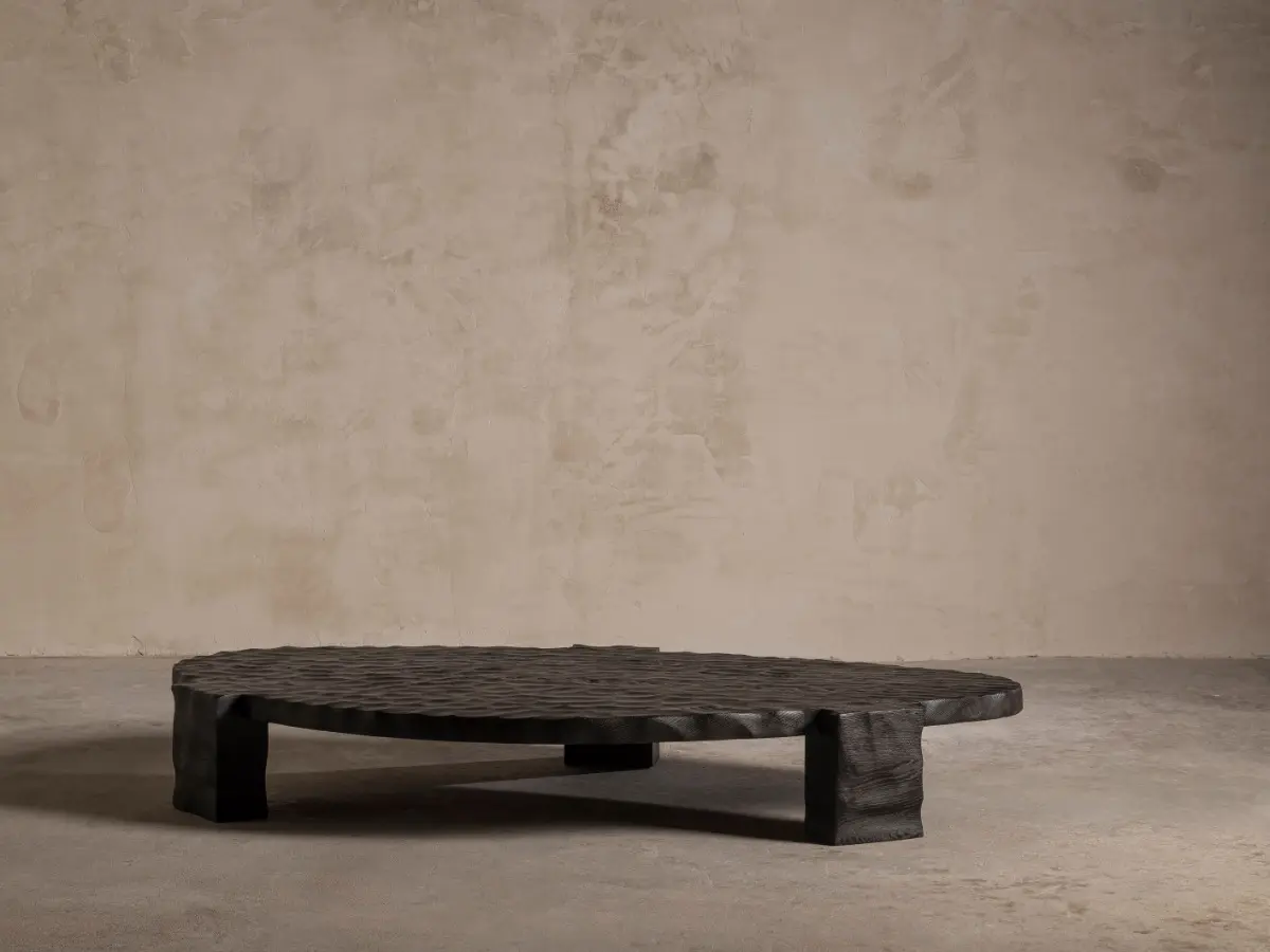 Hiku tea organic sculpt. Realised in hand-craved solid oak.