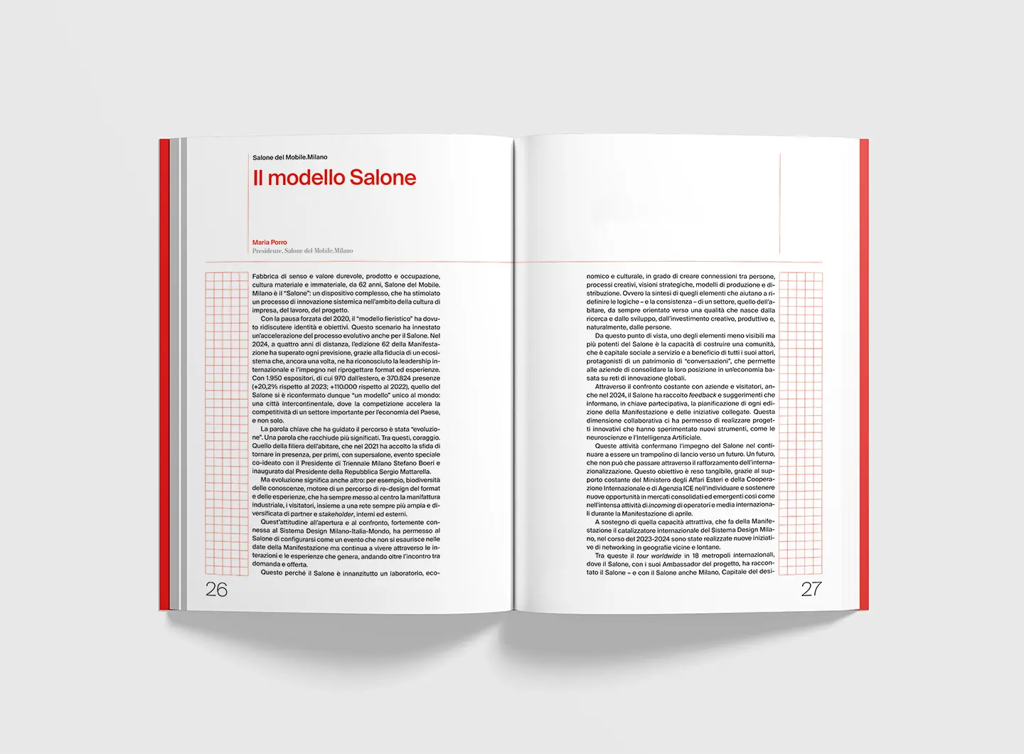 Annual Report “(Eco) Sistema Design Milano" 2024 - Salone del Mobile.Milano, realizzato con la Scuola del Design del Politecnico di Milano e premiato con il Compasso d’Oro ADI